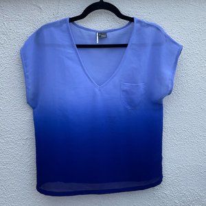 Women's Medium Sparkle & Fade Urban Outfitters Blue Ombre Sheer Top